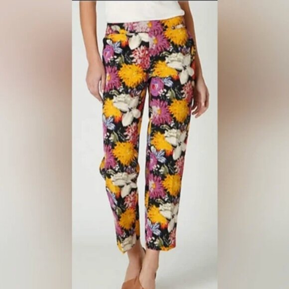 Anthropologie Elevenses Bold Floral Trousers Pants Bohemian Boho Chic size 6 - Picture 15 of 15